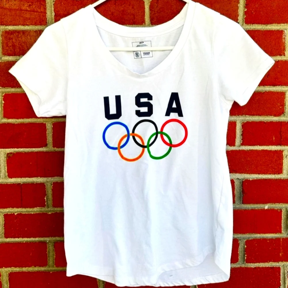 NWOT Women's USA Olympic Rings Team Apparel T-Shirt - Picture 4 of 5